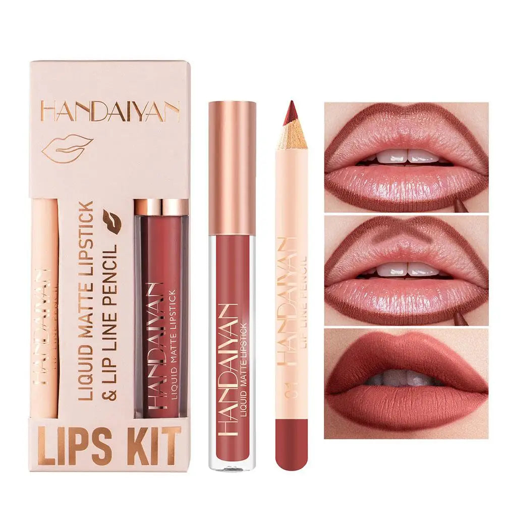 HANDAIYAN Matte Nude Brown Lipliner Pencil Lipsticks Set 12 Colors Lip Contour Kit Waterproof Non-sticky Sexy Velvet Lip Gloss - Seprincess