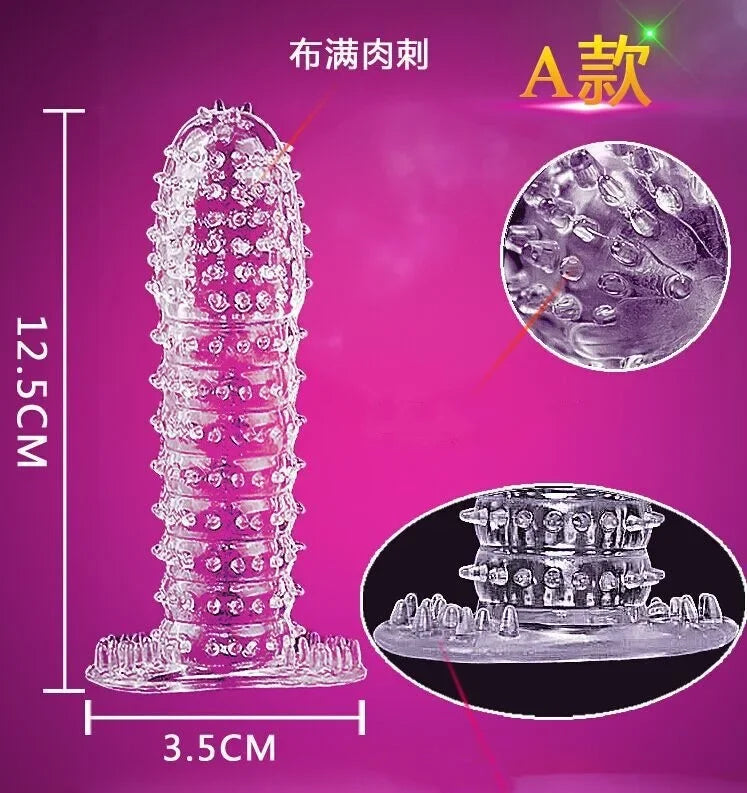 Spike Penis Sleeve Reusable Condoms Sex Toys for Men Delay Ejaculation Penis Sleeve Contraception Cock Ring Extender 남성전용기구