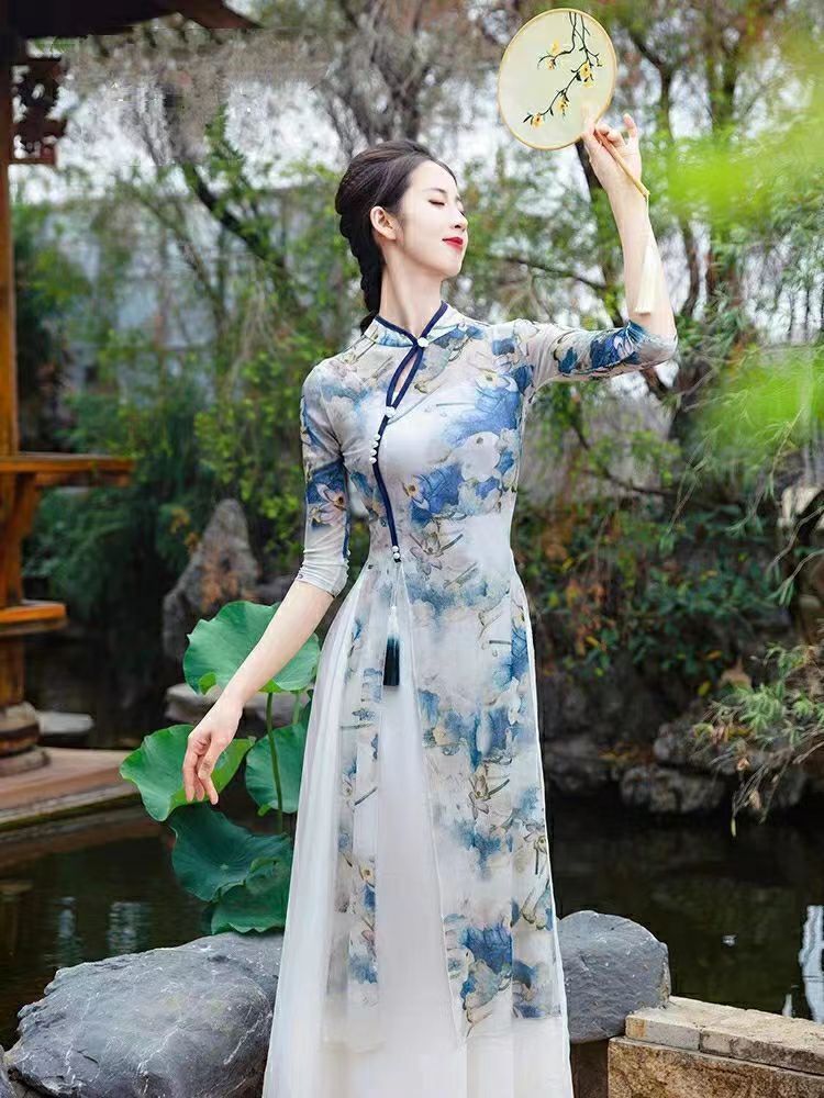 Chinese Qipao Dress Cheongsam Traditional Costume Classical Dance High-end Elegant Dance Clothes Folk Dance Women's Clothes - Seprincess