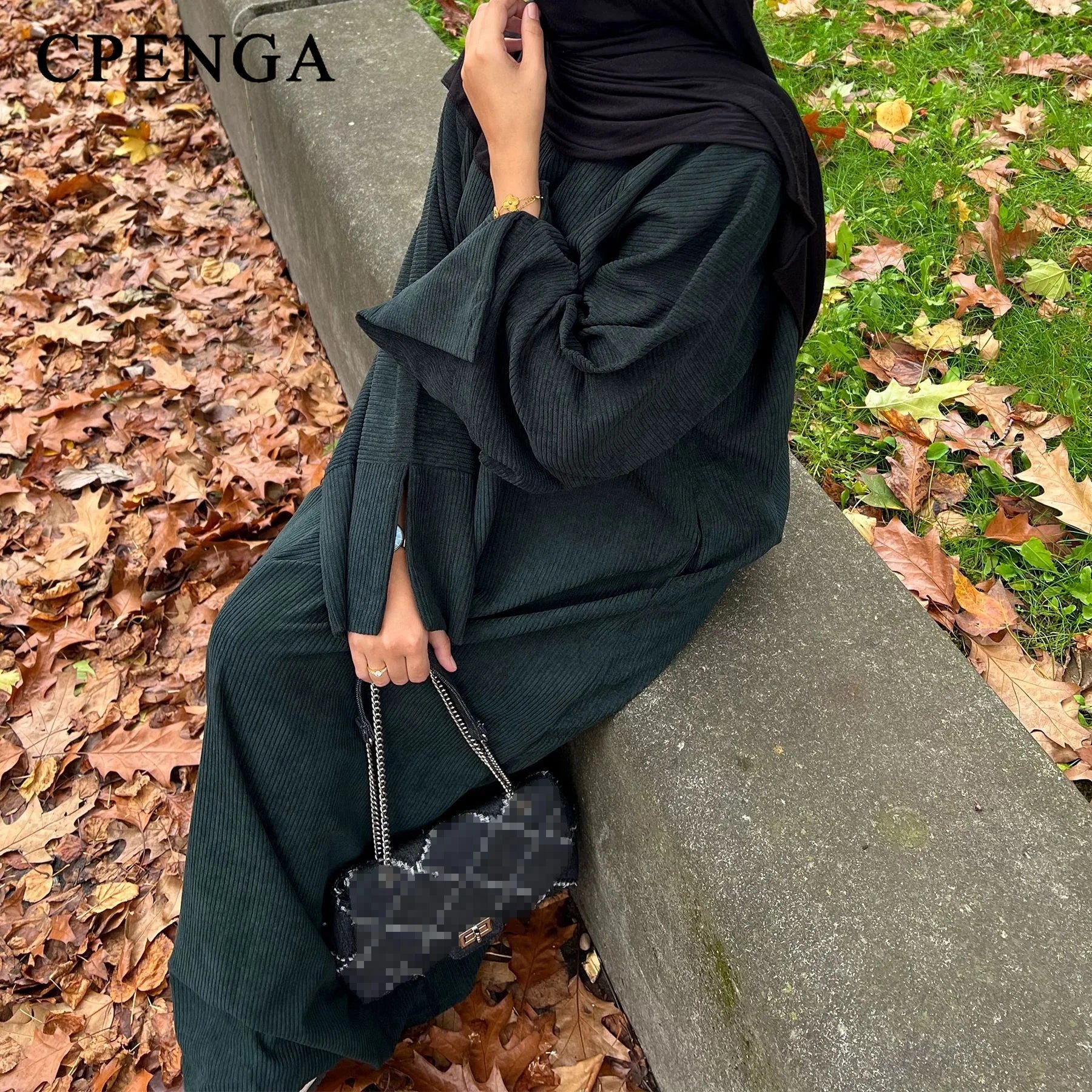 Warm Winter Abayas Muslim Women Corduroy Abaya 2023 New Modest Dress Thicked Solid Color Long Robe Female Islam Clothing - Seprincess