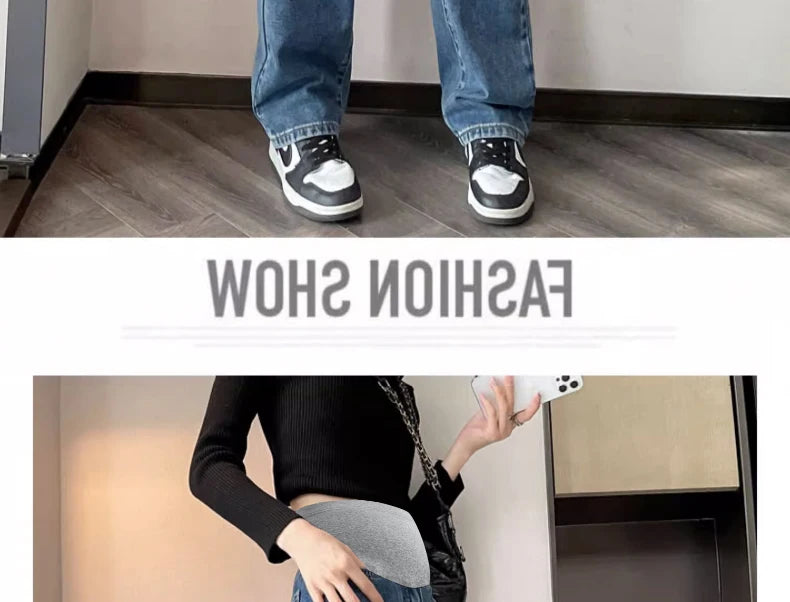 Autumn and Winter Pregnant Women's Belly Pants Fashion Loose Straight Leg Korean Style High Waist Maternity Jeans Denim Trousers