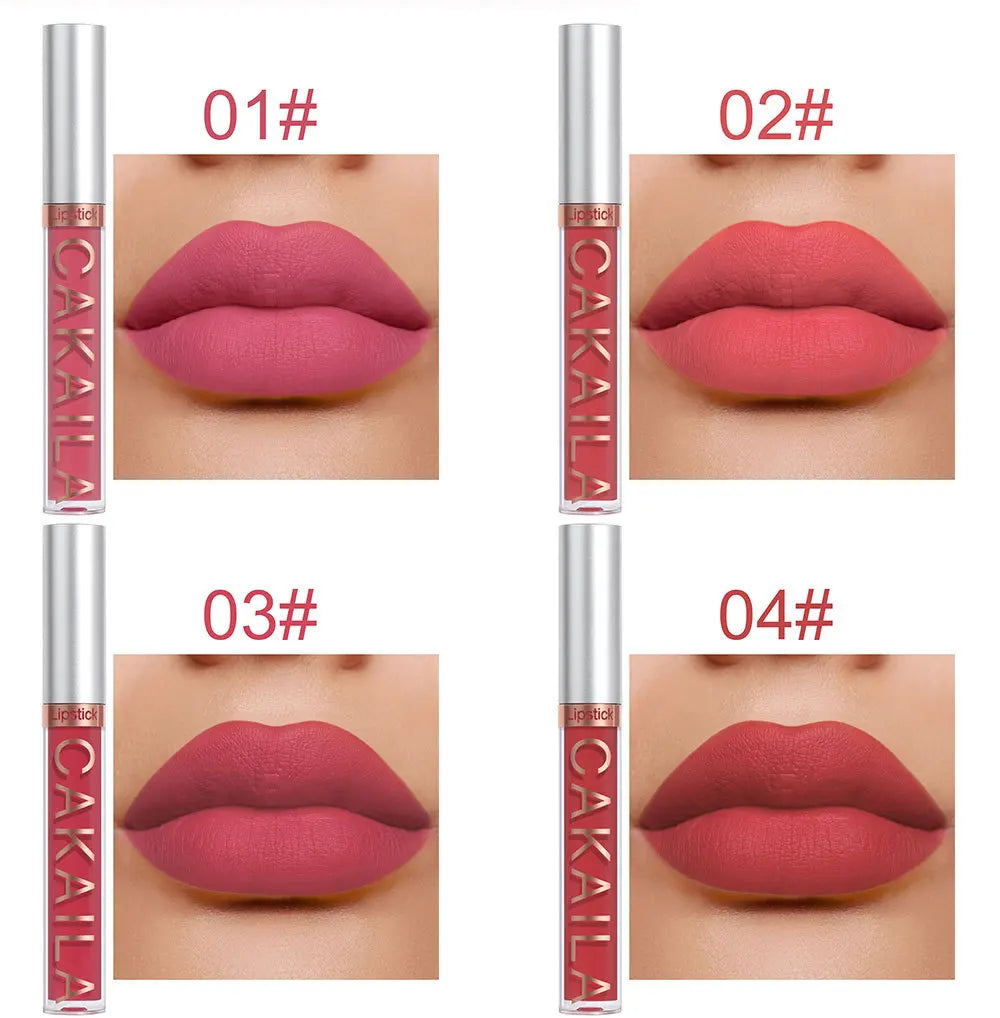 CAKAILA 6Pcs/Set Velvet Matte Lipstick 24HR Lasting Rich Matte Finish Liquid Lipstick Lip Gloss Nude Glaze Makeup Cosmetic - Seprincess