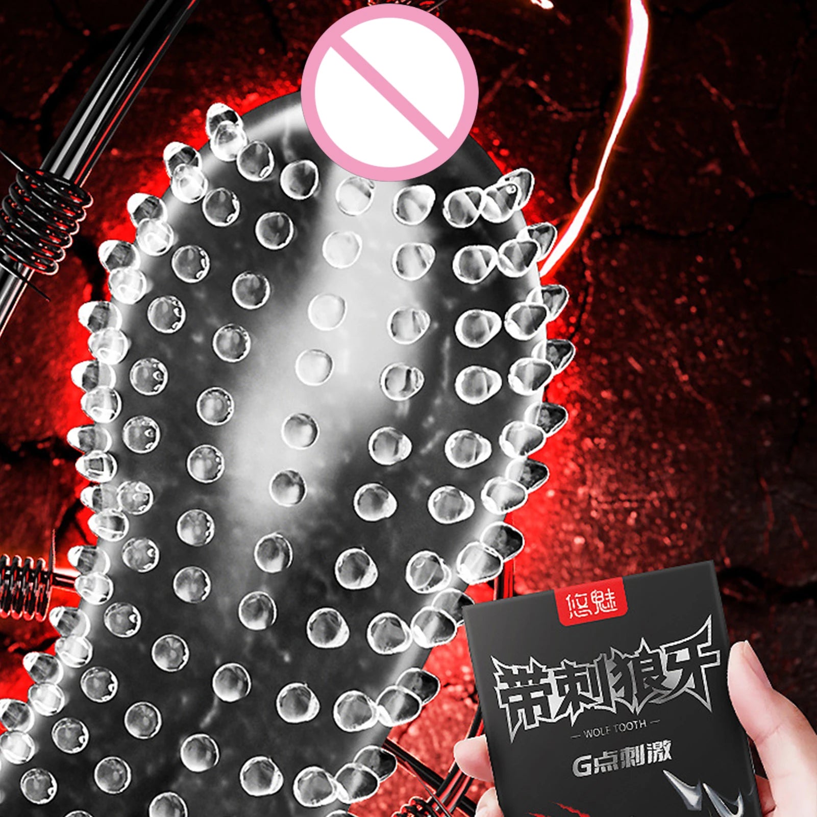 9D Dotted Large Spikes Condoms Sex Toys Great Stimulated for Women G-dot Spot High Sensitive Penis Sleeves Lubricanted 18+ - Seprincess