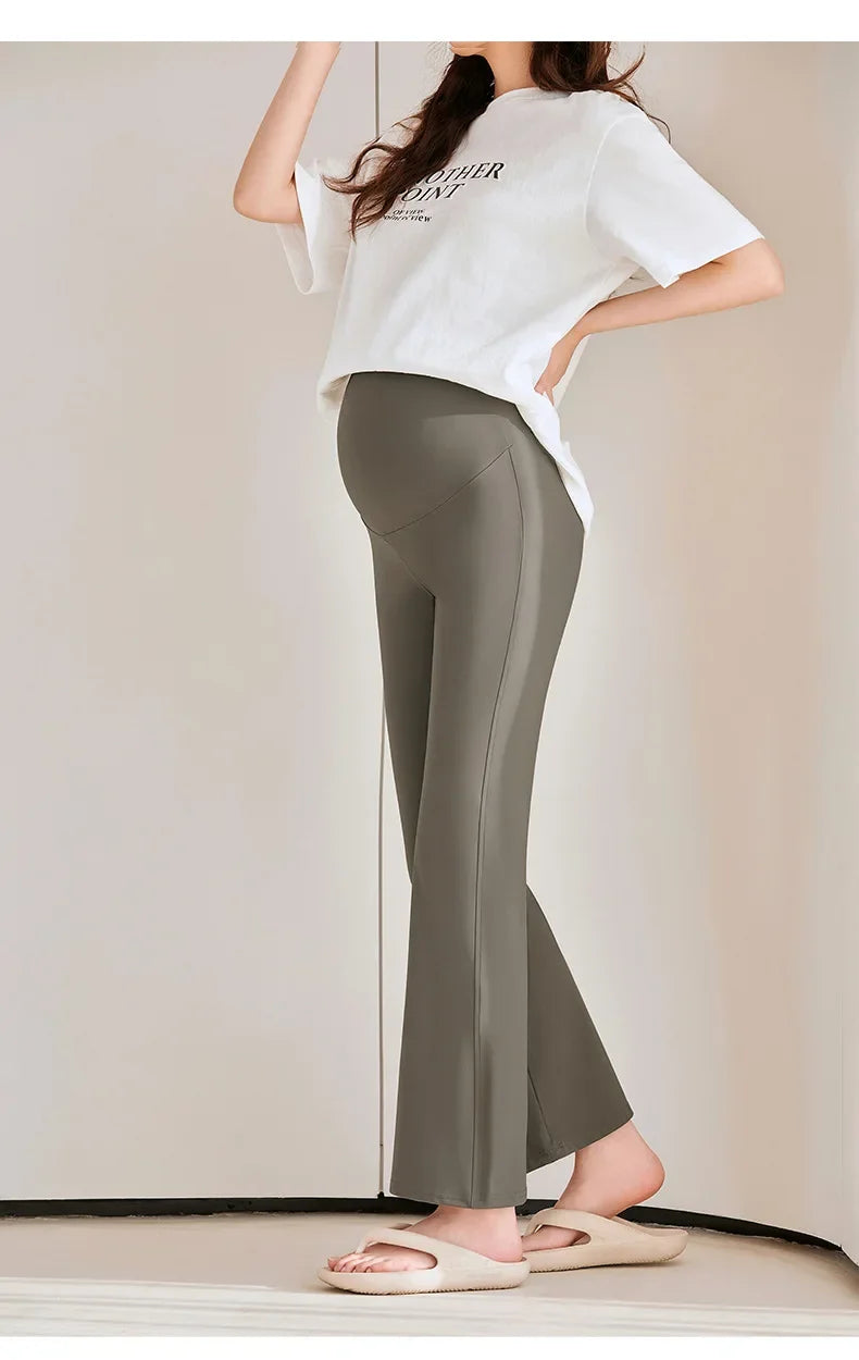 The New High-waisted Maternity Skinny Flared Pants Have An Adjustable Waist Perfect for Slimming and Shaping