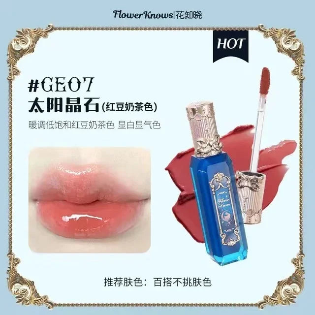 Flower Knows Midsummer Night Lipgloss Mermaid Rococo Lipstick Mask Mirror Rendering Long Lasting Lovely Lipstick