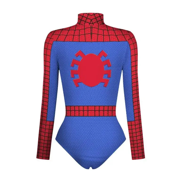 Spiderman Captain Superhero Swimsuit for Women Men 3D Print Long Sleeve Swim Bodysuit Cosplay Jumpsuit Halloween Carnival Outfit - Seprincess