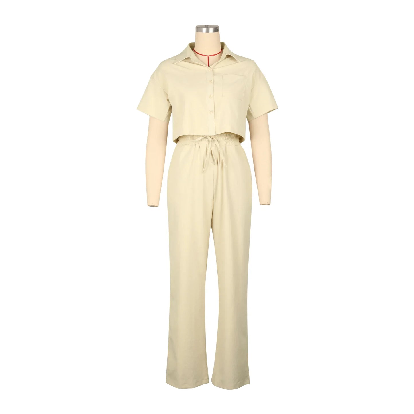 Street Fashion Women's Set Short Sleeve Linen Shirt and Wide Leg Pants 2024 Street OL Two 2 Piece Set Outfit Tracksuit - Seprincess