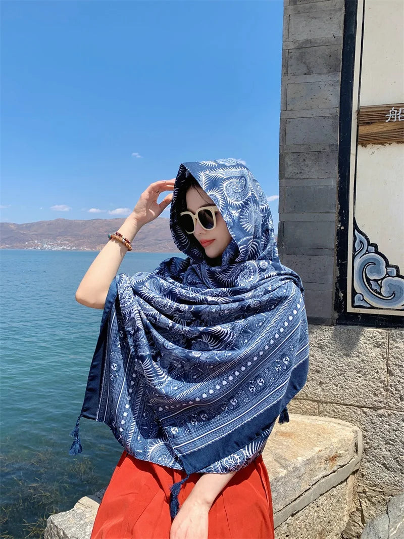 2018 New 90x180cm Twill cotton Pareo Beach Cover-Ups Women Large Beach Dress Bikini Bathing Swimwear Cover Up Sarong Wrap Scarf