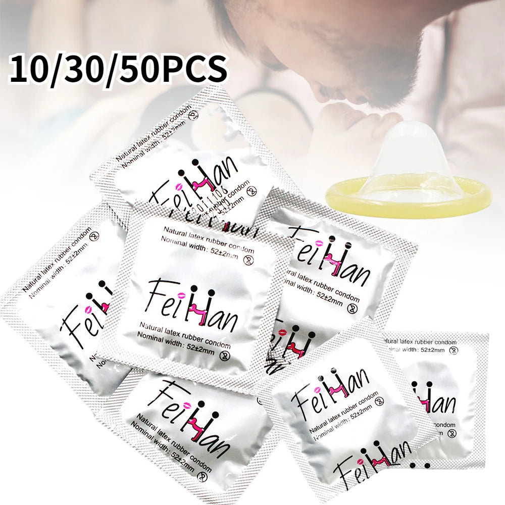 Hyaluronic Acid Condom Smooth Natural Latex Cock Penis Sleeve Ultra Thin Sensitively Natural Feel Sex Toys for Couples Sexshop - Seprincess