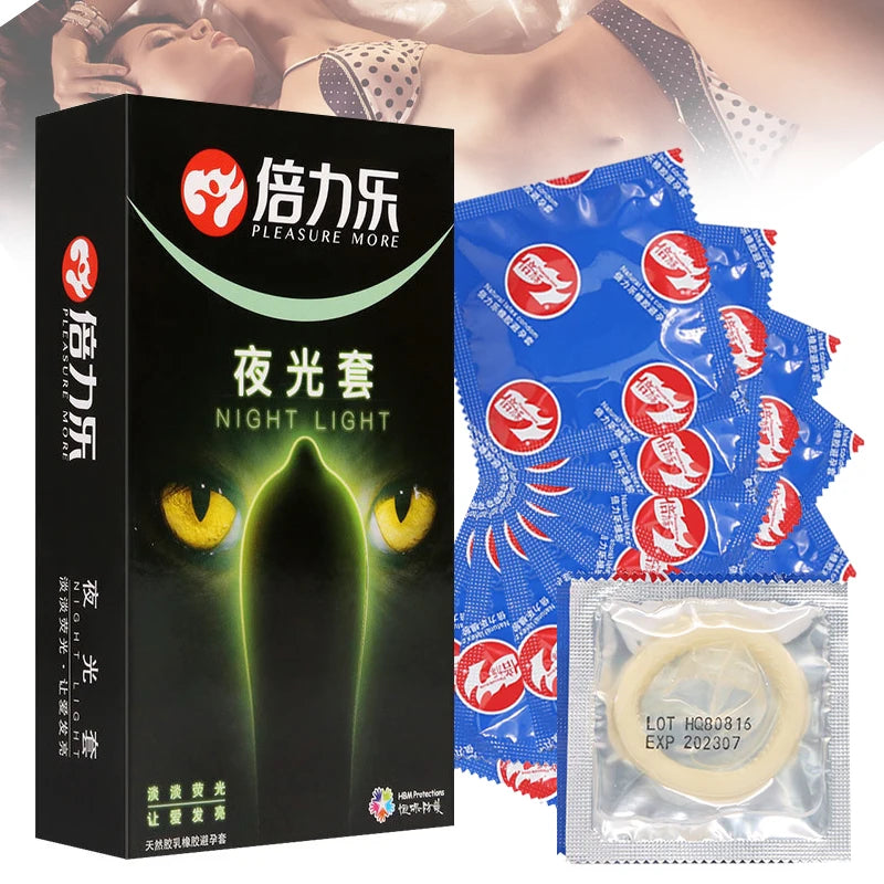 Luminous Condoms The Dark Long Sex Toys For Men Ejaculation Delay Safer Fluorescent Pleasure More Night Light Condom Sex Product - Seprincess