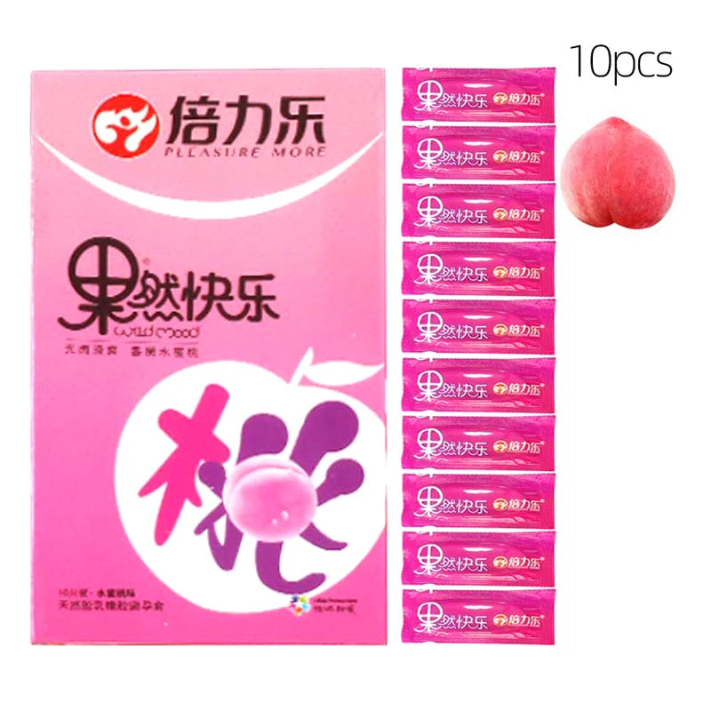 10pcs Men's Condoms Fruit Flavor Ultra Thin Genital Sleeve Sex Toy Extra Lubricated Sleeve for Penis Time Delay Sex Shop For Men - Seprincess