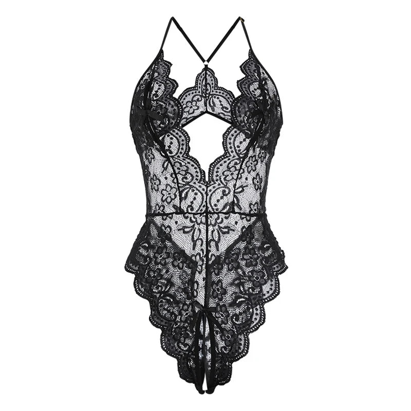 Crotchless Sexy Lingerie For Women Lace Erotic Underwear Sexy Babydoll Dress Open Erotic Costume Woman Exotic Porn Bodysuit - Seprincess