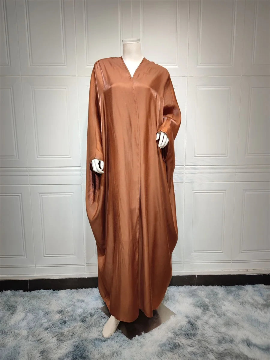 Siskakia Kimono Abayas for Women Modest Muslim Moroccan Dubai Fashion Casual Open Abaya Silk Satin Corban Eid Al Adha 2023 New