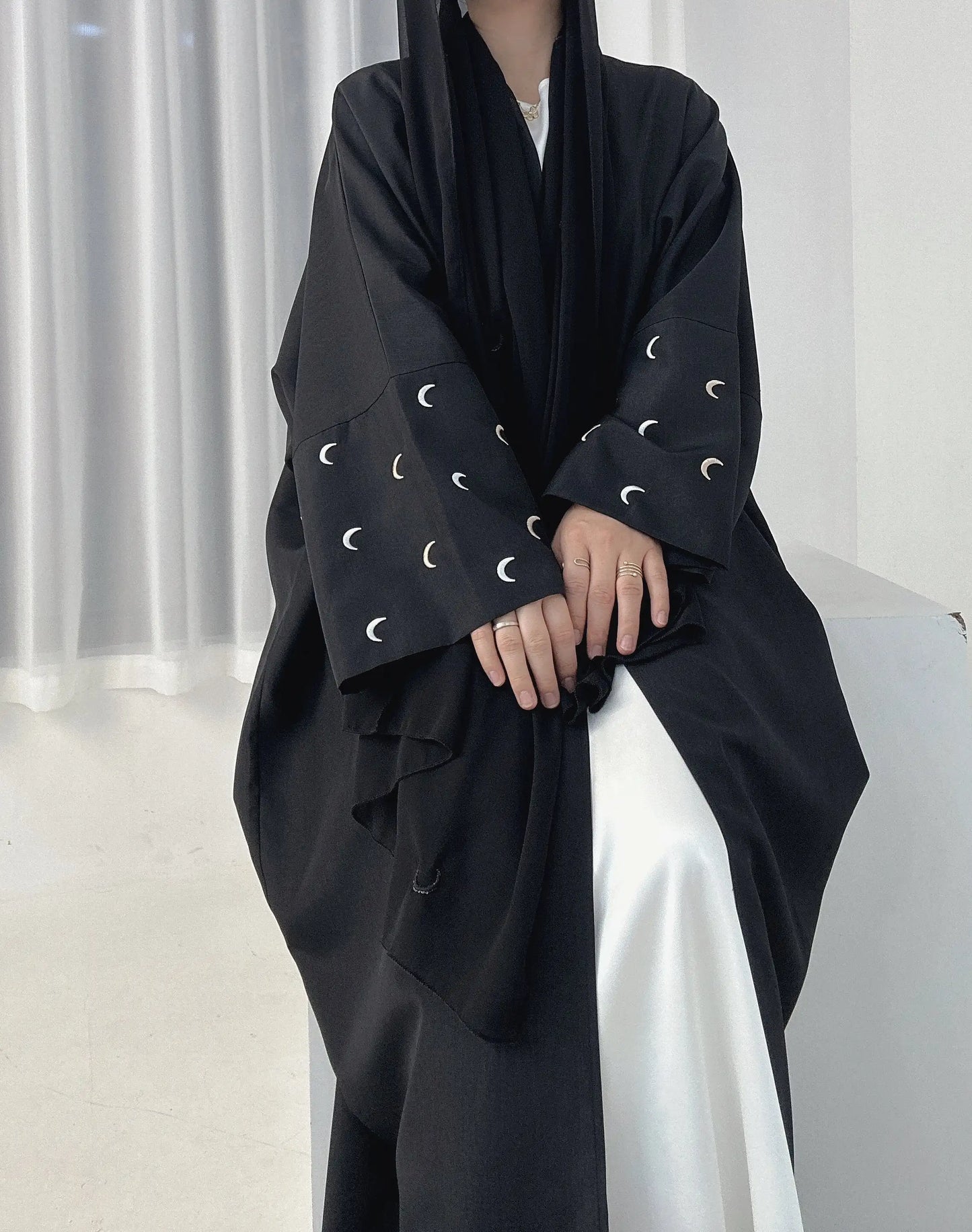 Eid Linen Abaya One Piece Open Cardigan with Heart Design Bat Sleeve Muslim Women Outwear 2024 Ramadan Dubai Arabic Kimono - Seprincess