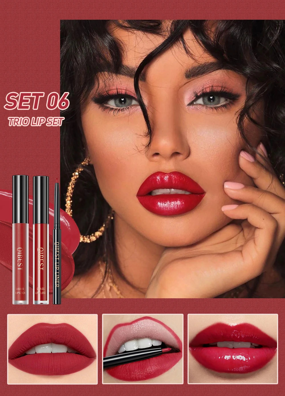 New 3pcs/set Liquid Lipstick+Lip Liner Long Lasting Cosmetic Black Brown Purple Red Matte Lip Gloss Nude Lip Tint Stain Makeup - Seprincess