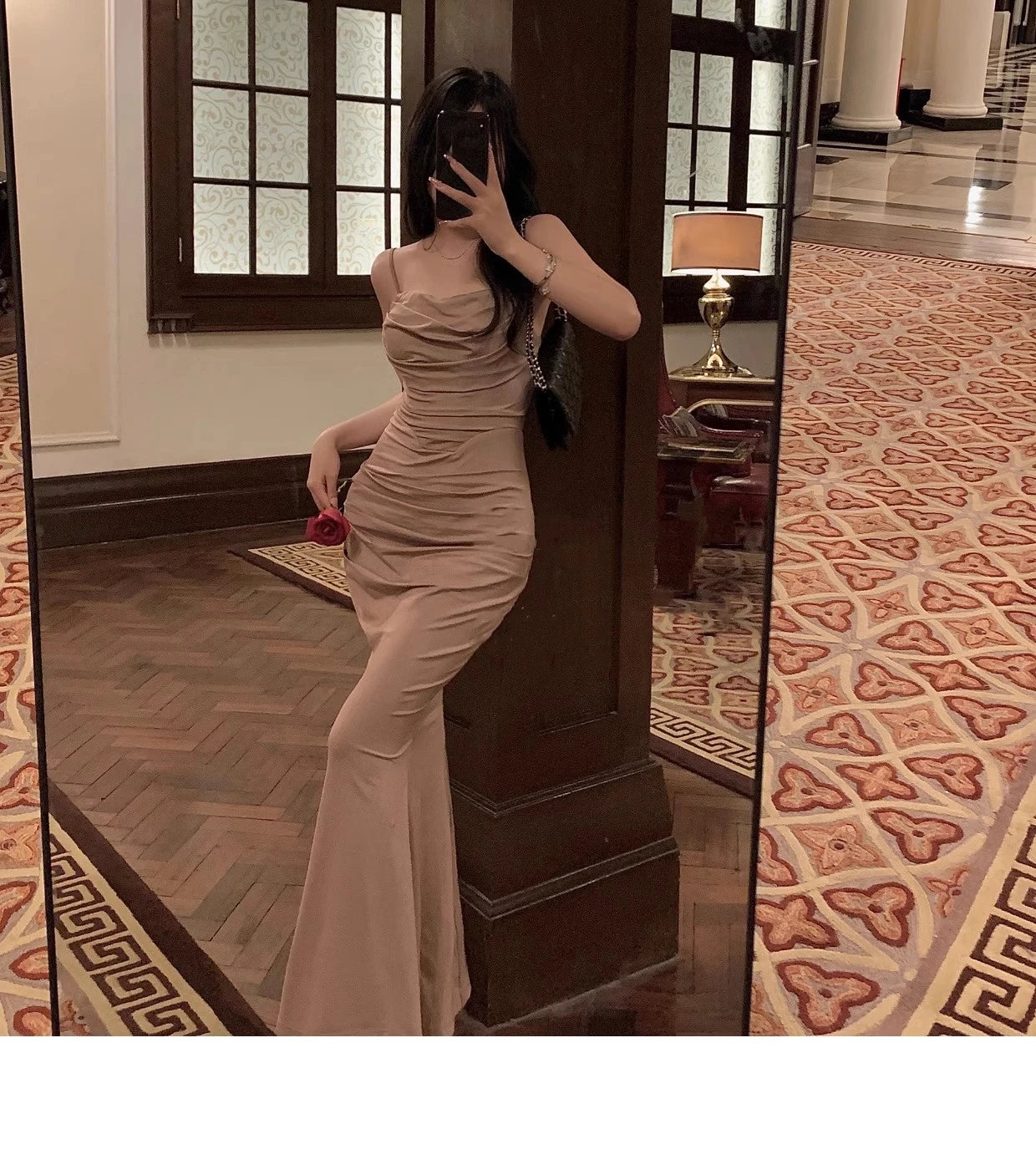 Women Elegant Sexy Bodycon Mermaid Dress Summer New Fashion Strap Evening Party Runway Robe Korean Female Solid Long Vestidos - Seprincess