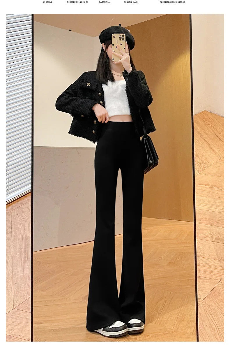 Fleece Thick Wide Leg Pants High Waist Yoga Sport Leggings Gym Fitness Tights Casual Streetwear Casual Vintage Pantalon Femme