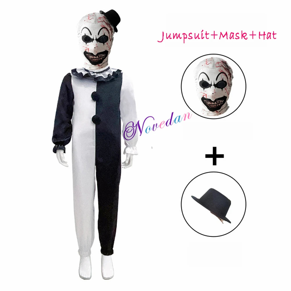 Terrifier Girl Costume Dress Skeleton Kid Cosplay Scary Horror Bodysuit Jumpsuit Art The Clown Joker Halloween Costume Mask Suit - Seprincess