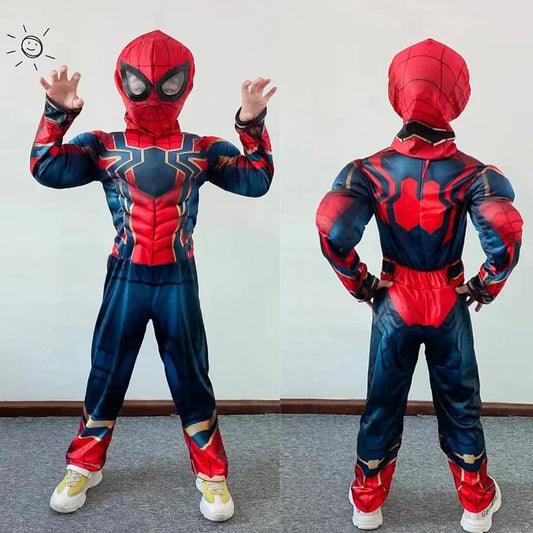 Spiderman Cosplay Costume Muscle Style Children Performance Costume Superhero Cos Prop Role Play Party Dress Up Gifts for Kids - Seprincess