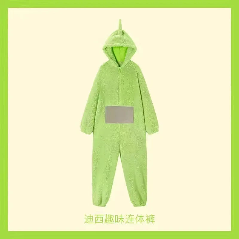 NEW Kids Adult Teletubbies Costumes Soft Long Sleeves Piece Pajamas Costume Lala Home Clothes Cosplay Unisex Hallowe Party Wear - Seprincess