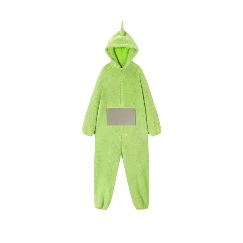 Teletubbies Costumes Soft Long Sleeves Piece Pajamas Costume Lala Home Clothes Cosplay Adult Unisex HomeWear - Seprincess