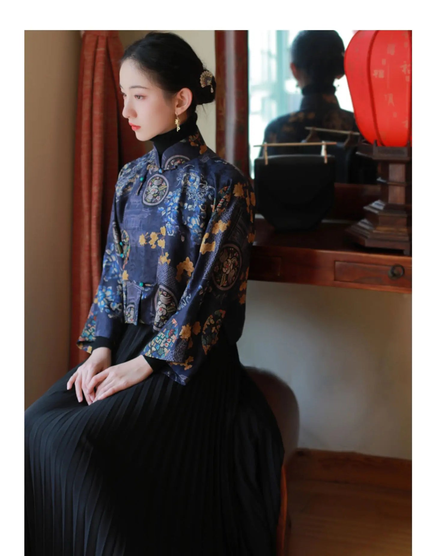 2024 spring autumn chinese style traditional hanfu top print cheongsam oriental blouse elegant festival party dress qipao top