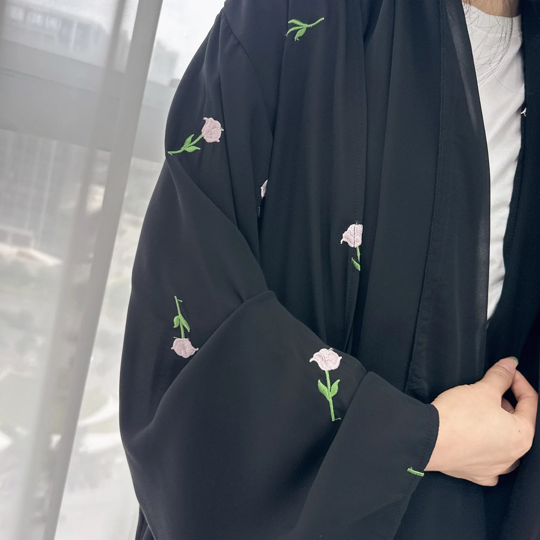 2024 New Black Embroideried Kimono Cardigan Abaya Dubai Luxury Muslim Kaftan Abayas For Women Turkish Islamic Clothing Outfit - Seprincess