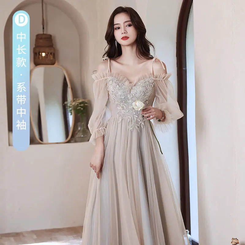 2024 Summer Light Gauze Bridesmaid Dress Women Sexy Wedding Party Gown Elegant Novelty Cheongsam Temperament Gentle Qipao - Seprincess