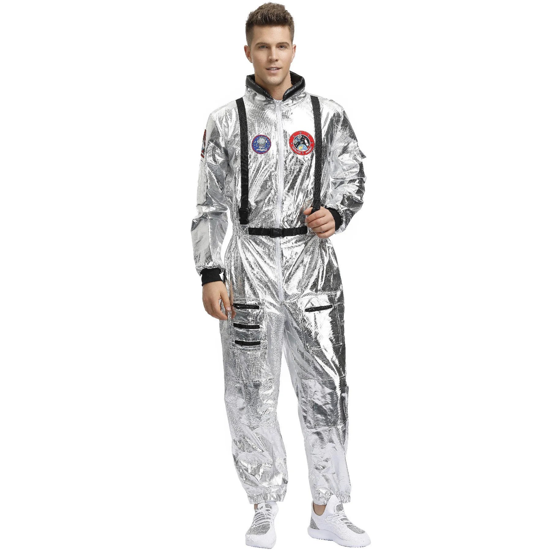 Halloween Christmas Silver Spaceman Men Women Space Suit Adult Children Astronaut Costume Family Party Dress Up Birthday Gift - Seprincess