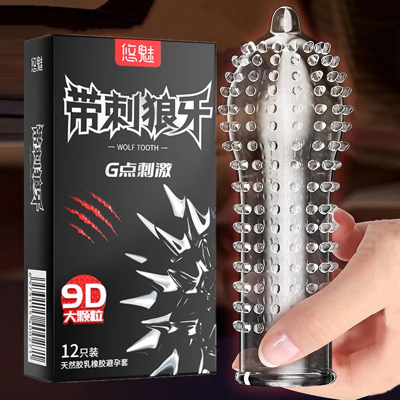 Passion Condoms Large Particles Penis Sleeves Vaginal Stimulation Sex Toy For Adult Men Rubber Latex Dotted Condom Sex Shop - Seprincess