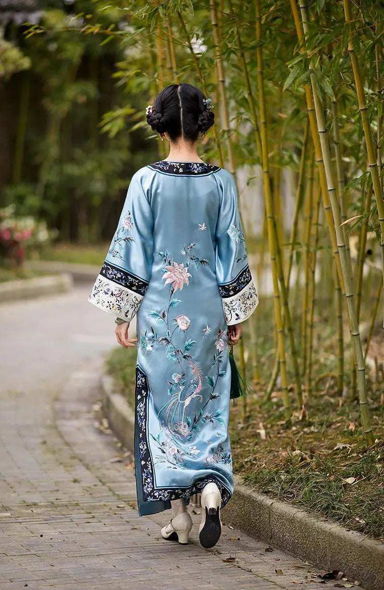 Spring Autumn Chinese traditional hanfu women elegant qipao dress vintage festival flower printing dress cheongsam qipao dress - Seprincess