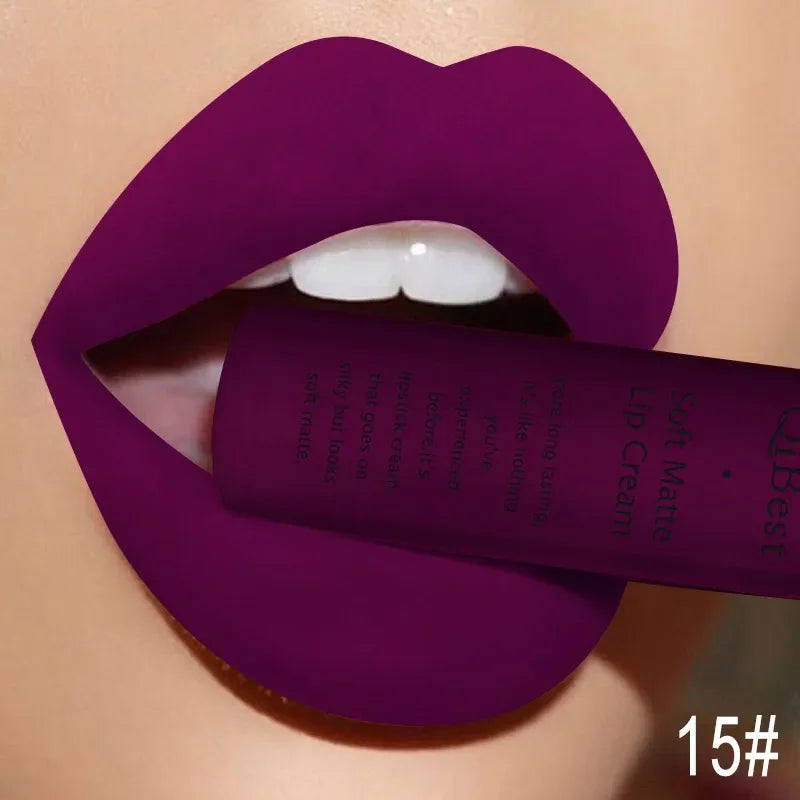 New Velvet Matte Lip Gloss Sexy Dark Red Moisturizing Liquid Lipstick Waterproof Long Lasting Non-stick Cup Lips Pigments Makeup