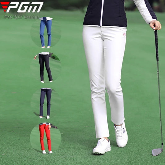 PGM Women Winter Golf Pants Lady Waterproof Warm Pant Fleece Snow Prevention Trousers Girls Elastic Straight Sweatpant XS-XXXL