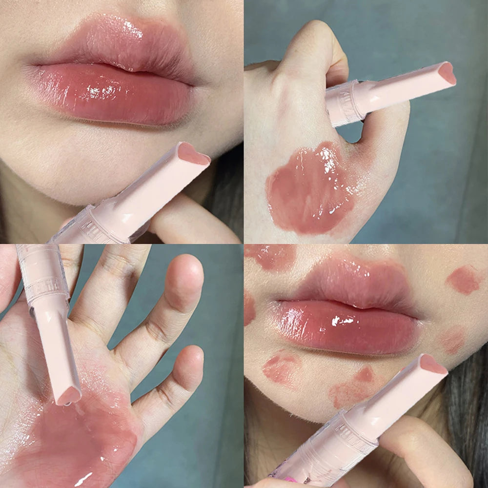 Jelly Mirror Lipstick Makeup Love Shape Waterproof Non-stick Cup Solid Lip Gloss Clear Long Lasting Moisturizing Lipstick Pen - Seprincess