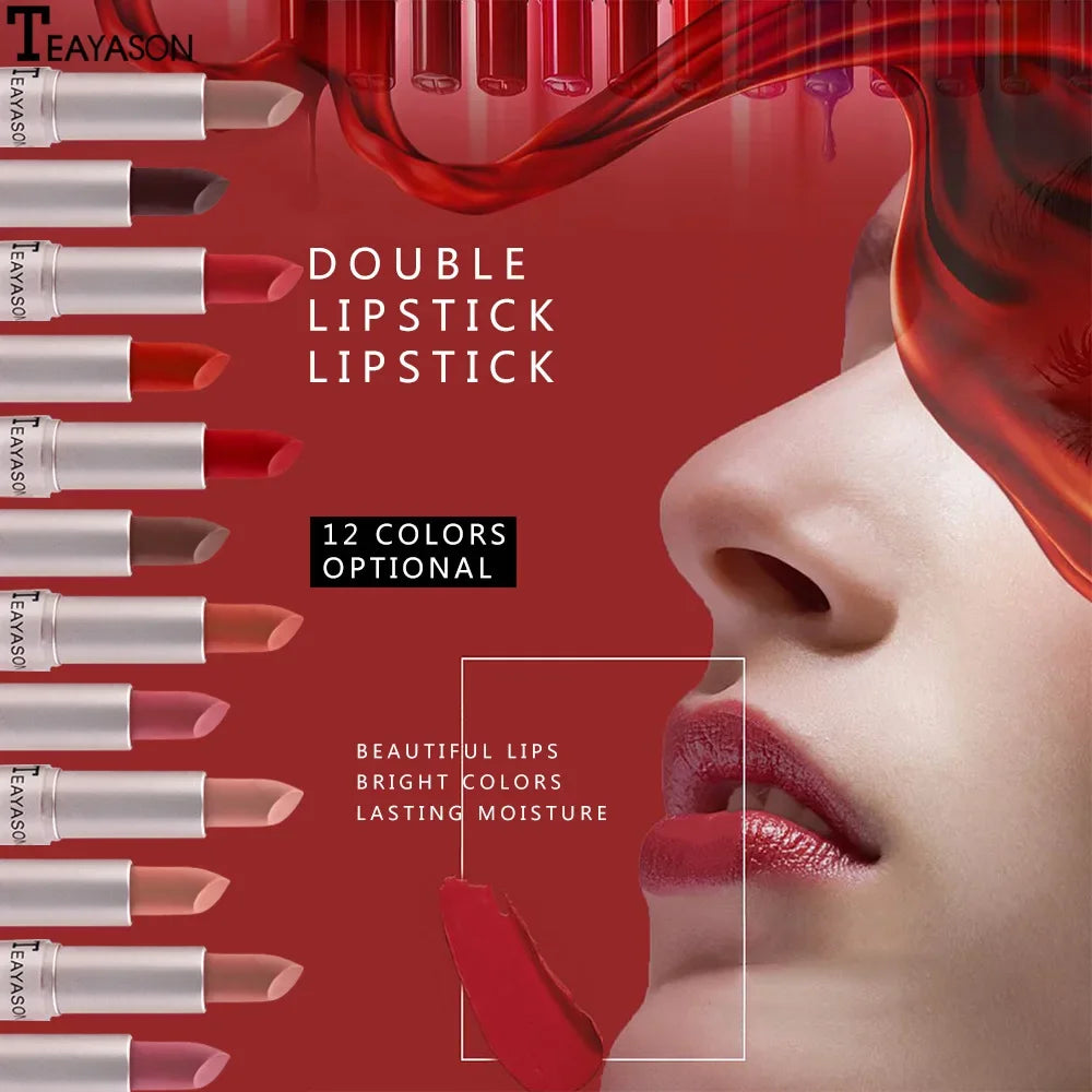 1PC Pink Lipstick Sexy Lip Gloss 2 in 1 Lip Tint Waterproof Long -Lasting Moisture Red Lip Matte Lipstick MakeUp for Women - Seprincess