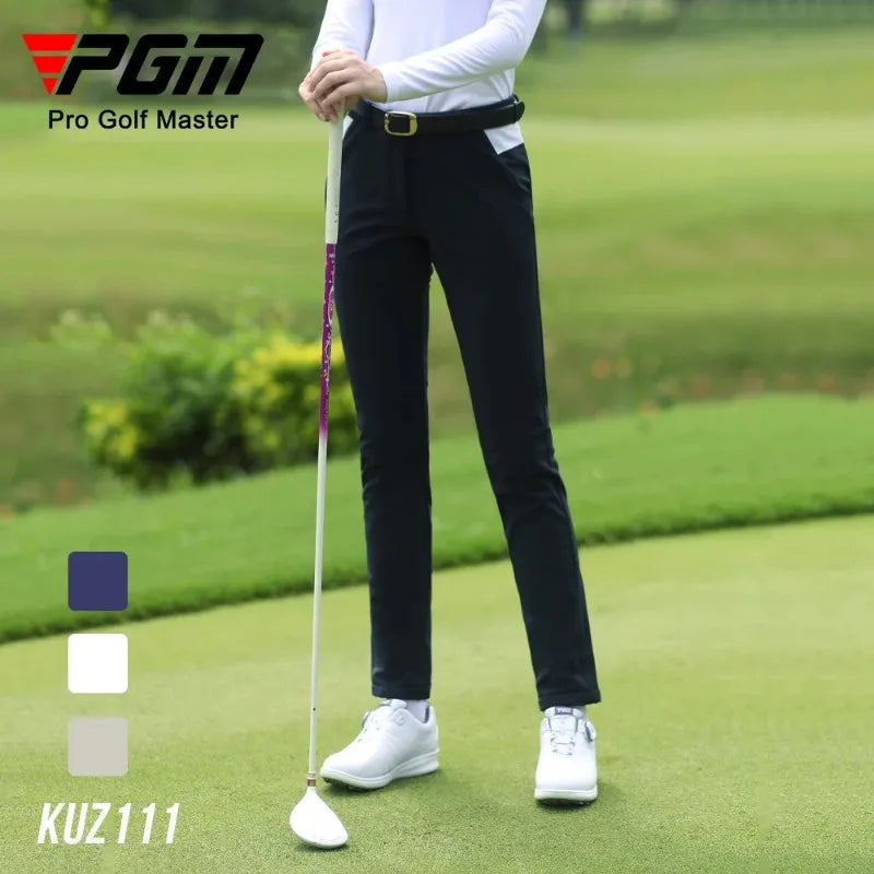 PGM Autumn Winter Waterproof Women Golf Trousers Thick Keep Warm Long Pant Plus Velvet Golf Ball Pants Windproof Tennis Clothing