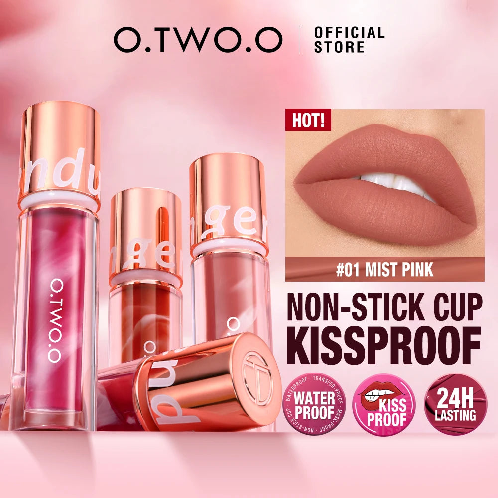 O.TWO.O Lipstick Lip Gloss Makeup Waterproof Velvet Non-stick Cup 8 Colors Lip Tint Matte Long Lasting Sexy Red Liquid Lip Stick - Seprincess