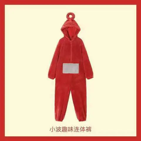 Miniso New Teletubbies Cartoon Adult Jumpsuit Costume Adult Onesie Pajamas Unisex Animal One-Piece Clothes Cosplay Homewear Gift - Seprincess