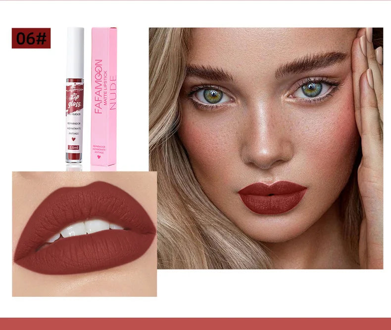 12 Color Sexy Long Lasting Velvet Matte Lip Gloss Liquid Lipstick Lip Makeup Women Beauty Red Nonstick Cup Waterproof Lip Gloss - Seprincess