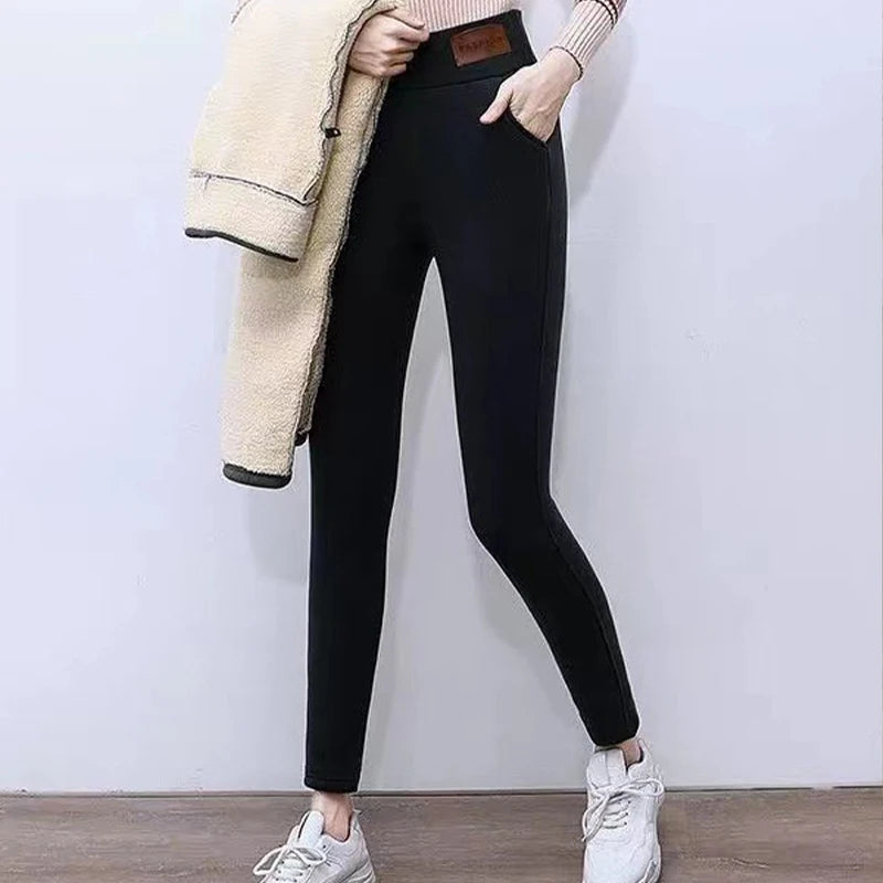 Women Winter Warm Thicken Leggings Lamb Fleece High Waist Thick Tights Sexy Thermal Casual Pants Stretchy Female Streetwear