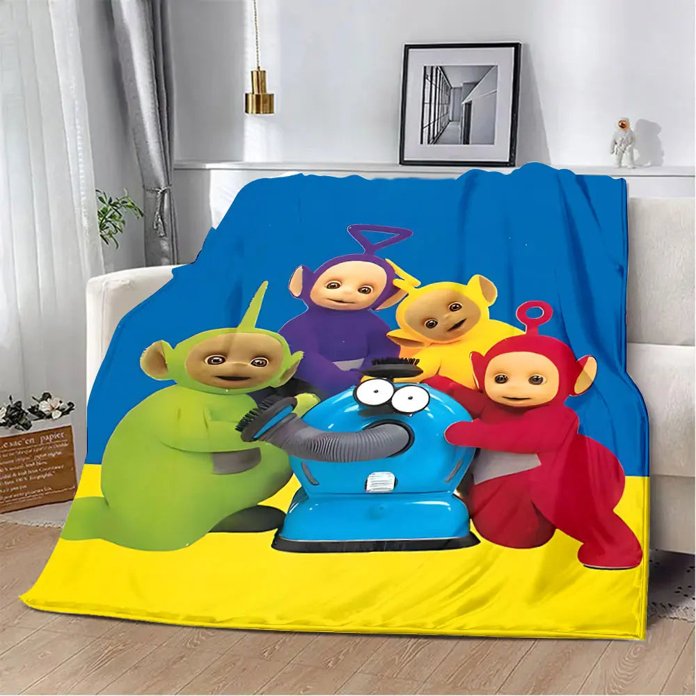 M-Meet The-Teletubbies Cartoon Logo Children Printed Blanket Picnic Blankets Warm Blanket Soft and Comfortable Blanket Home