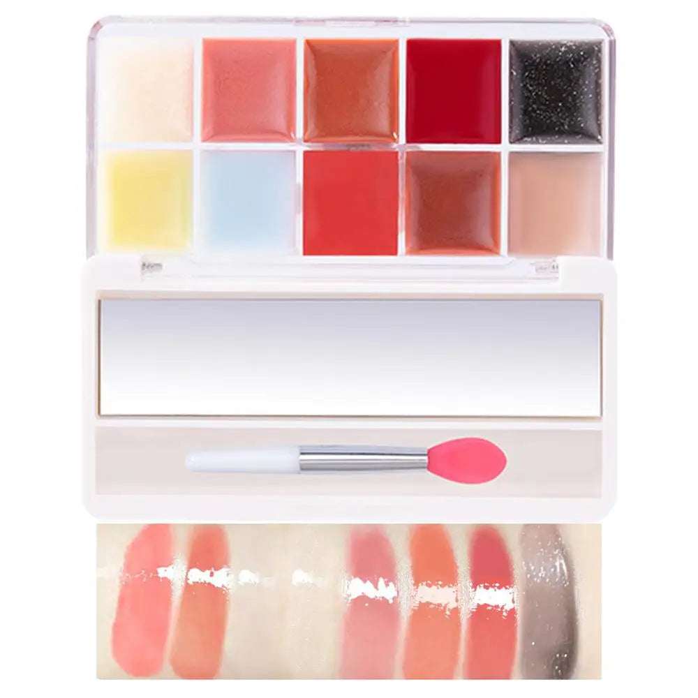 Lip Gloss Palette 10 Colors Jelly Lip Cream Palette Smooth Lip Glosses Tonedd Lip Frozenn Plate Red Lip Glaze Palette Lipstick - Seprincess