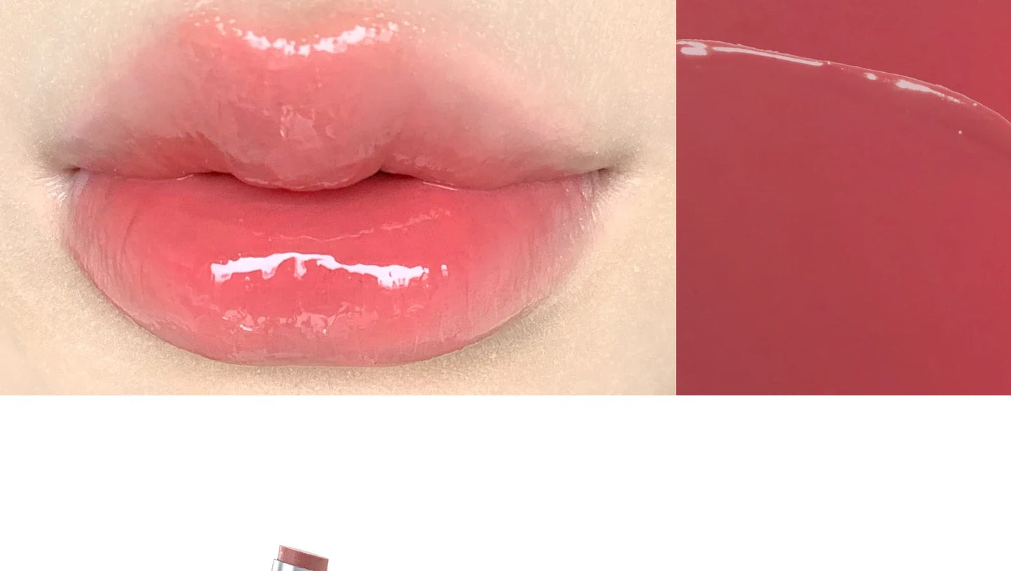 FLORTTE Lipstick Blooming Lovely Series Mirror Water Lip Glaze  Not Easy to Stick Cup Solid Lip Balm Cute Girls Makeup