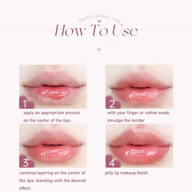 FLORTTE Crystal Lip Balm Jelly Lipstick Moisturizing Mirror Water Light Solid Lip Glaze Red Lip Tint Makeup Cosmetics New - Seprincess