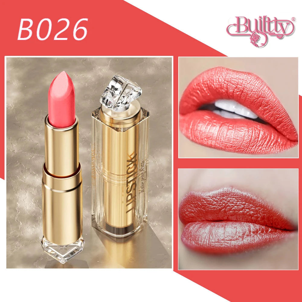 12 Colors Korea Matte Glitter Lipstick Pink Nude Matte Gliter Waterproof Kissproof Glitter Flip Lipstick Orange Dropshipping - Seprincess