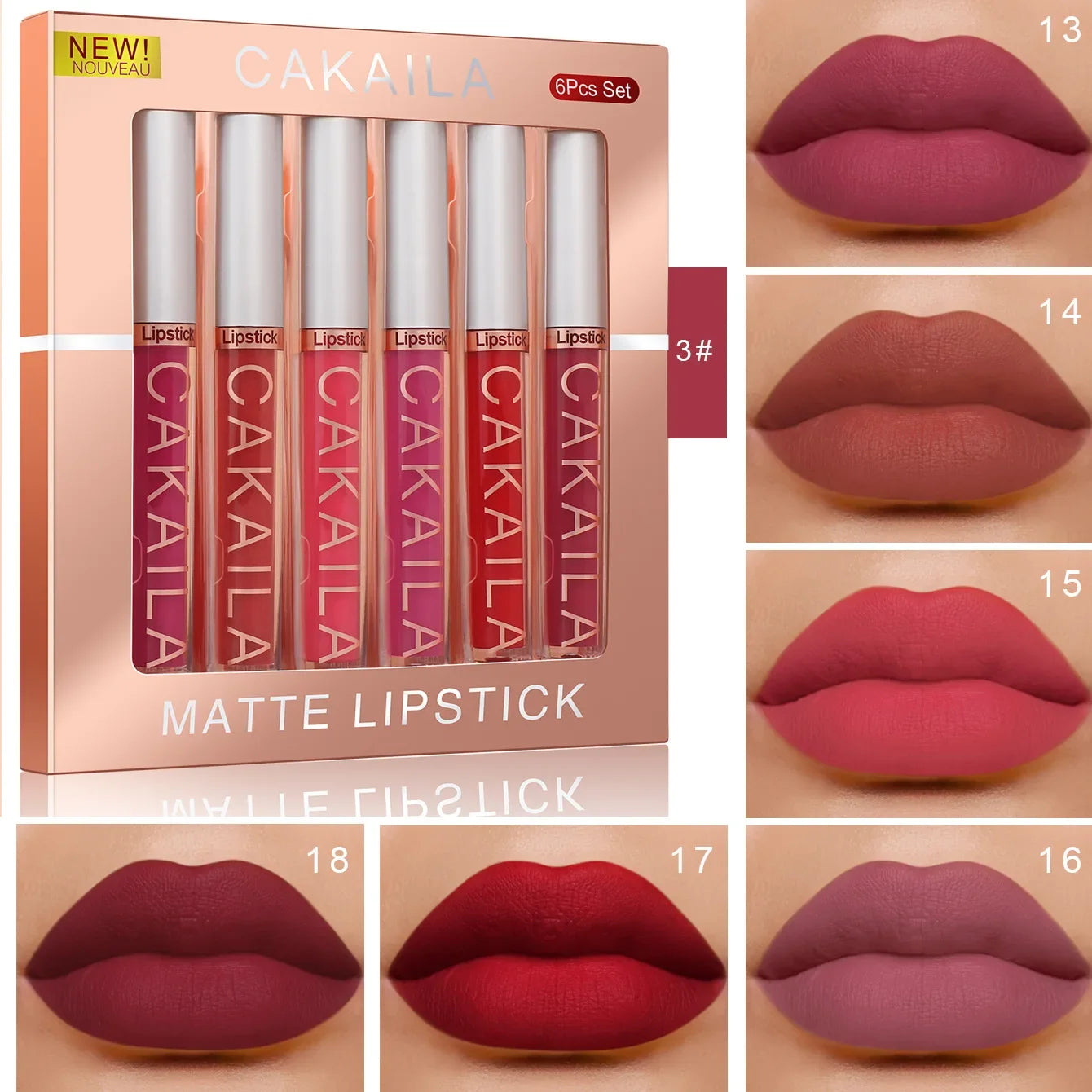 KACAILA 6/10 Colors Lipstick Set Velvet Matte Liquid Lip Gloss Non Stick Cup Waterproof Long Lasting Female Make Up of Gift Set - Seprincess