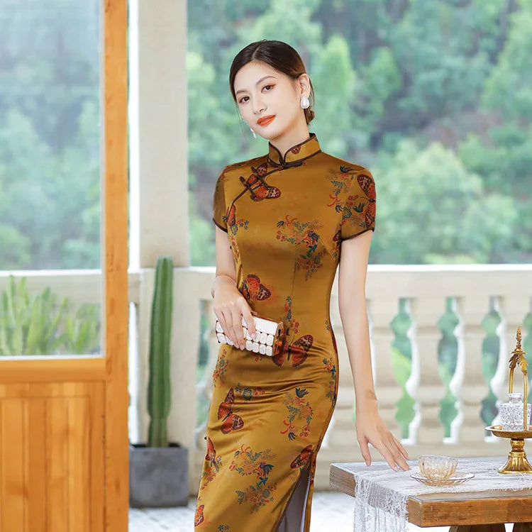 New Women Cheongsam Chinese Traditional Slim Dress Wedding Costume Long Dresses Sexy Qipao Multi Color - Seprincess