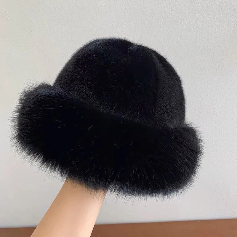 Winter Hat For Women Faux Fur Fluffy Bucket Hat For Women Luxury Plush Mongolian Hat Soft Panama Cap Skiing Riding Warm Caps
? - Seprincess