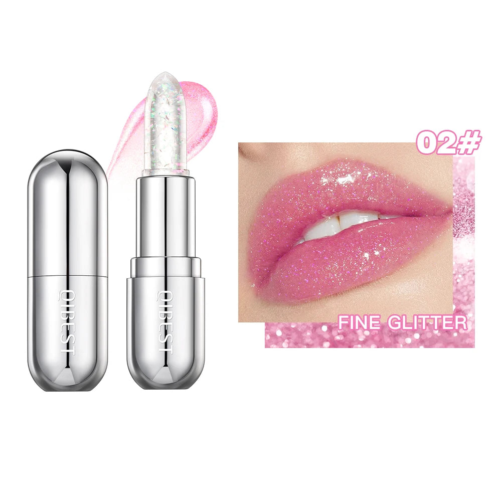 QIBEST Moisturizing Jelly Glitter Colored Lip Balm Temperature Color Changing Magic Lipstick Shiny Mirror Diamond Lip Gloss Tint - Seprincess