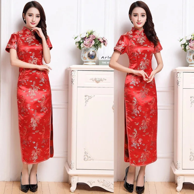 S-6Xl Plus Size Cheongsam Women Elegant Qipao Tradition Chinese Style Dresses Dragon Jacquard Cheongsams Sexy Long Vestidos - Seprincess